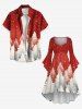Plus Size Christmas Tree Glitter Stars Print Ruched High Low Asymmetric Dress -  