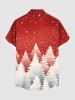 Plus Size Christmas Tree Glitter Stars Print Button Pocket Shirt For Men -  