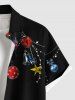 Plus Size Christmas Ball Bell Star Hat Cats Print Buttons Pocket Shirt For Men - Noir L