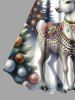 Plus Size Christmas Tree Ball Light Elk Print Tank Dress -  
