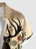 Chemise à boutons et poche pour homme, grande taille, motif sapin de Noël, boules de neige et élan - Brun Légère S