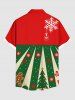 Chemise à boutons et poche pour homme, grande taille, motif lutin de Noël, sapin, pain d'épice, flocons de neige et élans - Rouge 5XL