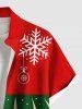Chemise à boutons et poche pour homme, grande taille, motif lutin de Noël, sapin, pain d'épice, flocons de neige et élans - Rouge 5XL