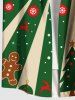 Plus Size Christmas Elf Tree Gingerbread Snowflake Elk Print Buttons Pocket Shirt For Men -  