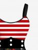 Plus Size Christmas Ball Bell Star Hat Cats Print Tank Dress -  