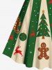 Plus Size Christmas Elf Tree Gingerbread Snowflake Elk Print Vintage Dress -  
