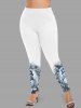 Leggings grande taille à imprimé boules de Noël, bonhommes de neige et flocons de neige - Blanc S