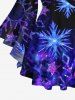 T-shirt grande taille à manches évasées croisées, imprimé flocons de neige et galaxie - Bleu Marine XS