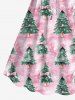 Robe grande taille à imprimé flocons de neige et boules de Noël, nœud papillon et ceinture. - Rose clair M