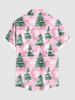 Plus Size Christmas Tree Ball Bowknot Snowflake Print Buttons Pocket Shirt For Men -  