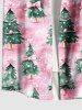 Plus Size Christmas Tree Ball Bowknot Snowflake Print Buttons Pocket Shirt For Men -  