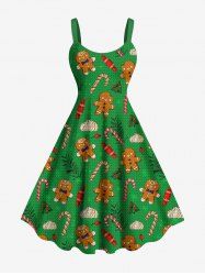 Robe débardeur grande taille imprimée pain d'épice de Noël - Vert XS