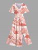 Tropical Leaf Flamingo Print Plus Size Matching Hawaii Beach Outfit For Couples -  