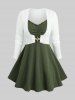 Ruched Ruffles Textured Cami Top Set and Lace Up Pockets Flare Pants Plus Size Outfit -  