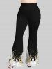 Plus Size Christmas Tree Elk Galaxy Print Flare Pants -  