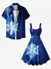 Ensemble assorti grande taille pour couples, imprimé galaxie ombré pailleté flocons de neige, Noël - Bleu Ciel 