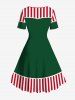 Christmas Elf Candy Stripes Print Plus Size Matching Outfit For Couples -  