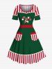 Christmas Elf Candy Stripes Print Plus Size Matching Outfit For Couples -  