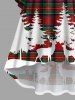 Robe asymétrique froncée à carreaux et imprimé sapin de Noël grande taille - Rouge 4X