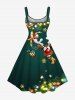 Plus Size Glitter Christmas Light Ball Elk Snowflake Print A Line Dress -  