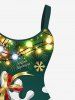 Plus Size Glitter Christmas Light Ball Elk Snowflake Print A Line Dress -  