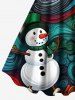 Robe trapèze grande taille à imprimé bonhomme de neige et spirales pour Noël - Vert XXS