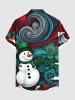 Plus Size Christmas Snowman Spiral Cloud Print Button Pocket Shirt For Men - Noir S