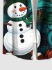 Plus Size Christmas Snowman Spiral Cloud Print Button Pocket Shirt For Men -  