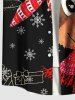 Plus Size Christmas Snowflake Elk Gift Print Button Pocket Shirt For Men -  