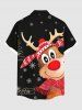 Plus Size Christmas Snowflake Elk Gift Print Button Pocket Shirt For Men -  
