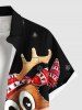 Plus Size Christmas Snowflake Elk Gift Print Button Pocket Shirt For Men -  