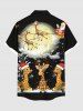 Chemise à boutons grande taille pour homme, imprimée avec élans, Père Noël, flocons de neige, lune et girafe, style Noël. - Noir L