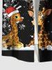 Chemise à boutons grande taille pour homme, imprimée avec élans, Père Noël, flocons de neige, lune et girafe, style Noël. - Noir L