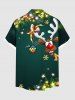 Plus Size Glitter Christmas Light Ball Elk Print Button Pocket Shirt For Men -  