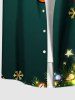 Plus Size Glitter Christmas Light Ball Elk Print Button Pocket Shirt For Men -  
