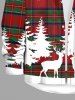 Plus Size Christmas Tree Elk Plaid Print Button Long Sleeves Shirt For Men -  
