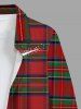 Chemise à manches longues boutonnée à carreaux avec sapin de Noël et élan, grande taille, pour hommes - Rouge 8XL