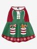 Pet's Christmas Elf Snowflake Candy Print Dress -  