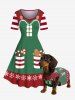 Pet's Christmas Elf Snowflake Candy Print Dress -  
