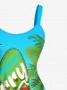 Plus Size Christmas Santa Claus Elk Coconut Tree Print Tank Dress -  