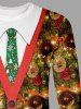 Plus Size Christmas Tree Ball Light Tie Buttons Print Long Sleeve T-shirt For Men -  
