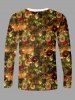 Plus Size Christmas Tree Ball Light Tie Buttons Print Long Sleeve T-shirt For Men -  