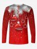 Plus Size Christmas Ball Star Tassel Leaf Glitter 3D Print Long Sleeves T-shirt -  