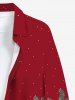 Chemise à manches longues grande taille pour homme, avec motif aiguilles de pin, poupée, tambour et bonbons, boutons et poche. - Rouge 8XL