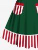 Plus Size Christmas Elf Candy Stripes Print Vintage Dress -  