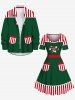 Plus Size Christmas Elf Candy Stripes Print Vintage Dress -  