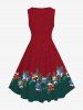 Plus Size Christmas Pine Needles Doll Drum Candy Print 1950s Vintage Dress -  