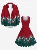 Plus Size Christmas Pine Needles Doll Drum Candy Print 1950s Vintage Dress -  