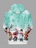Plus Size Christmas Santa Claus Snowflake Snowman Print Drawstring Pockets Hoodie For Men -  
