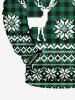 Plus Size Christmas Elk Snowflake Print Drawstring Pocket Hoodie For Men -  